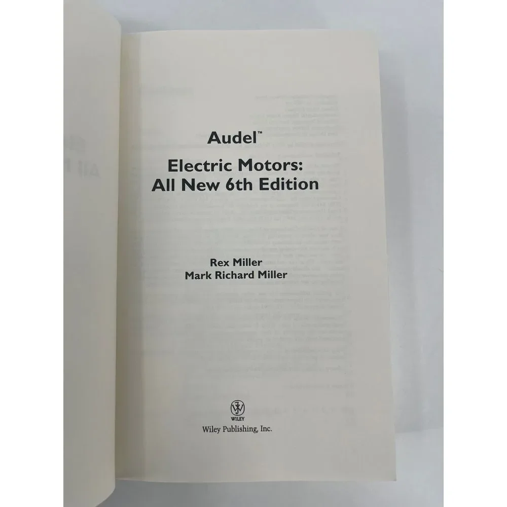 Electric Motors All New 6th Edition Audel Rex‎ Miller Wiley pb